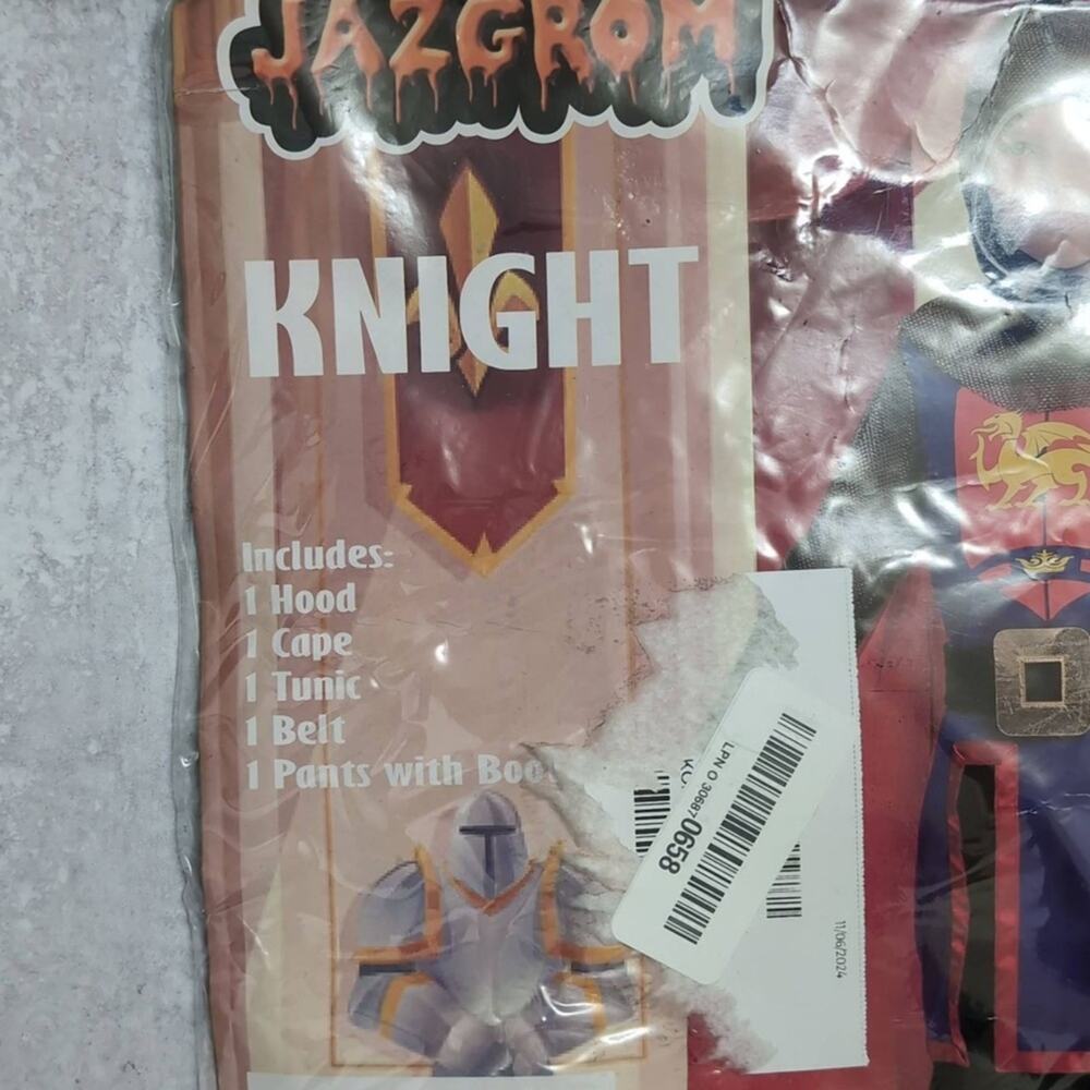 JAZGROM Kids Blue Knight Costume Hood Cape Tunic Belt Pants Medieval S - Picture 2 of 16